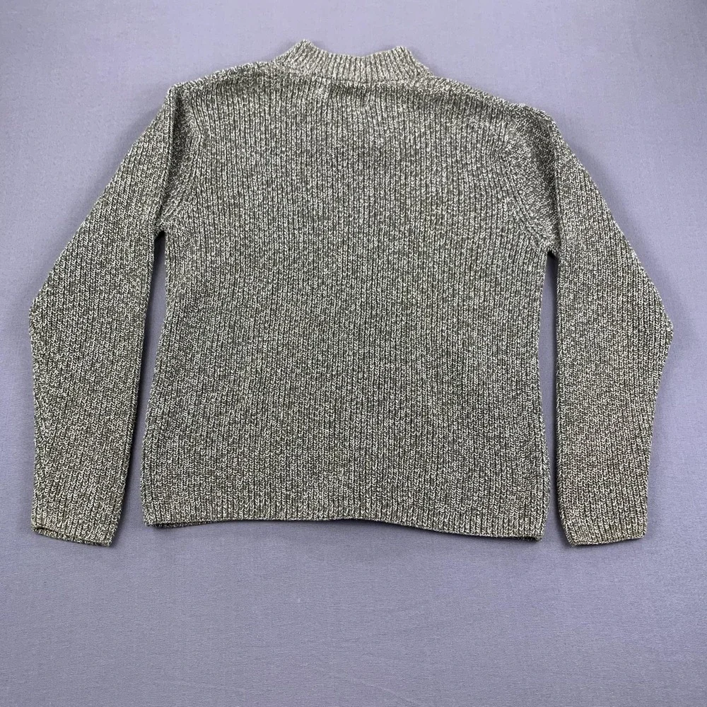 Cabela's Sweater Men LG Brown Shawl Cotton Marled Rib Knit Pullover Stockinette‎